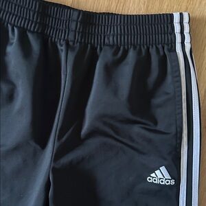 Adidas Kids Black Joggers with White Stripes